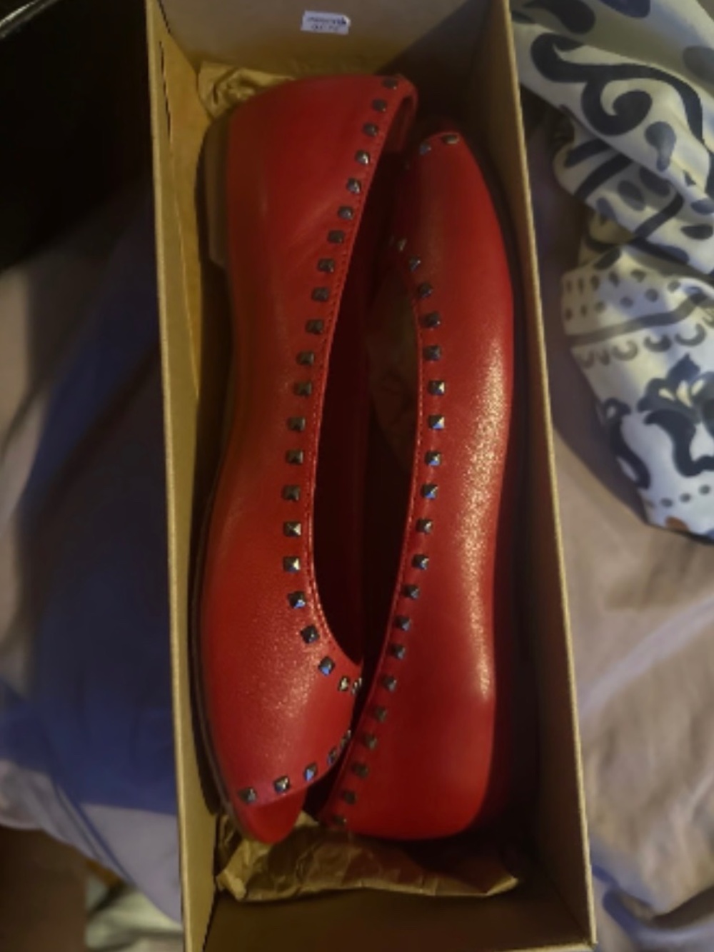 Cole Haan Bree OT Stud Ballerina Ballet Flats Tango Red Leather Women’s Size 5.5